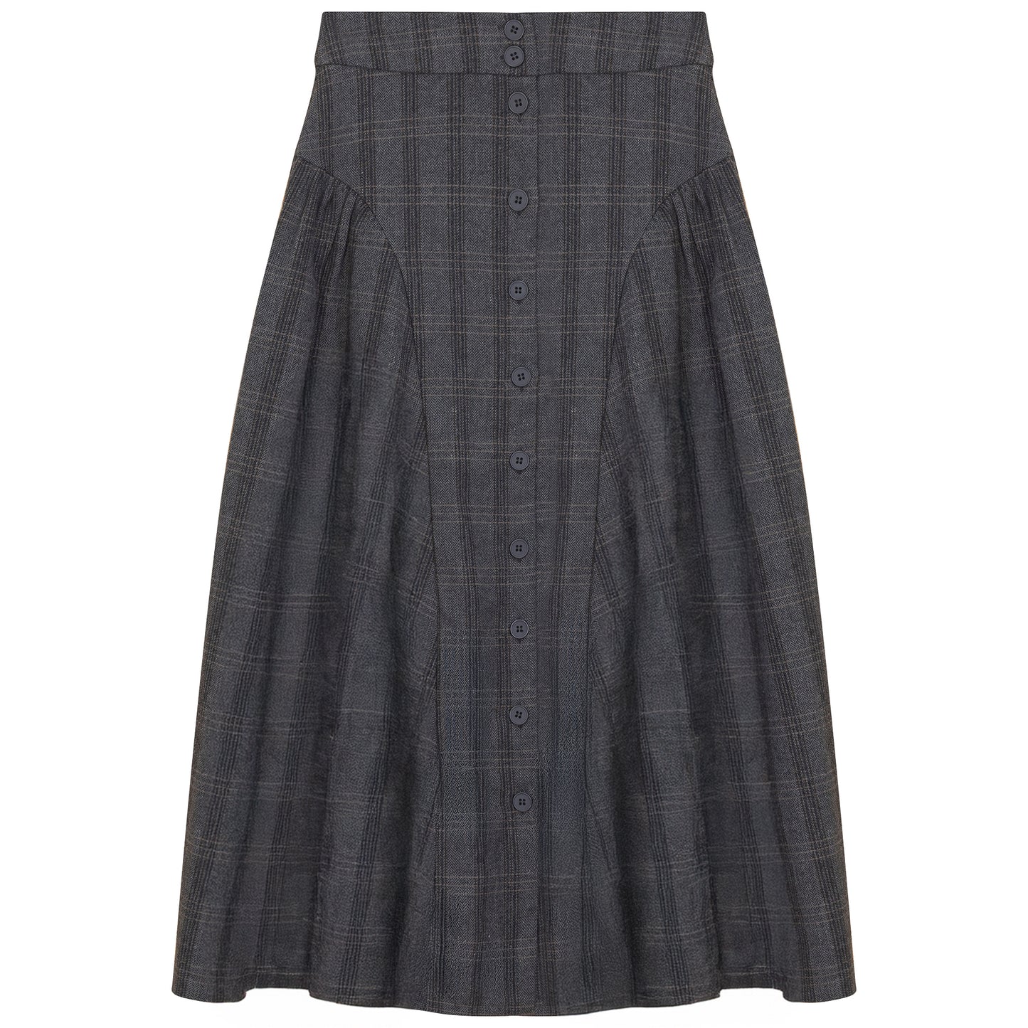 GATHERED BUTTON DOWN SKIRT