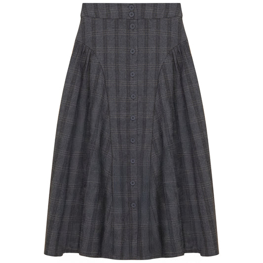 GATHERED BUTTON DOWN SKIRT