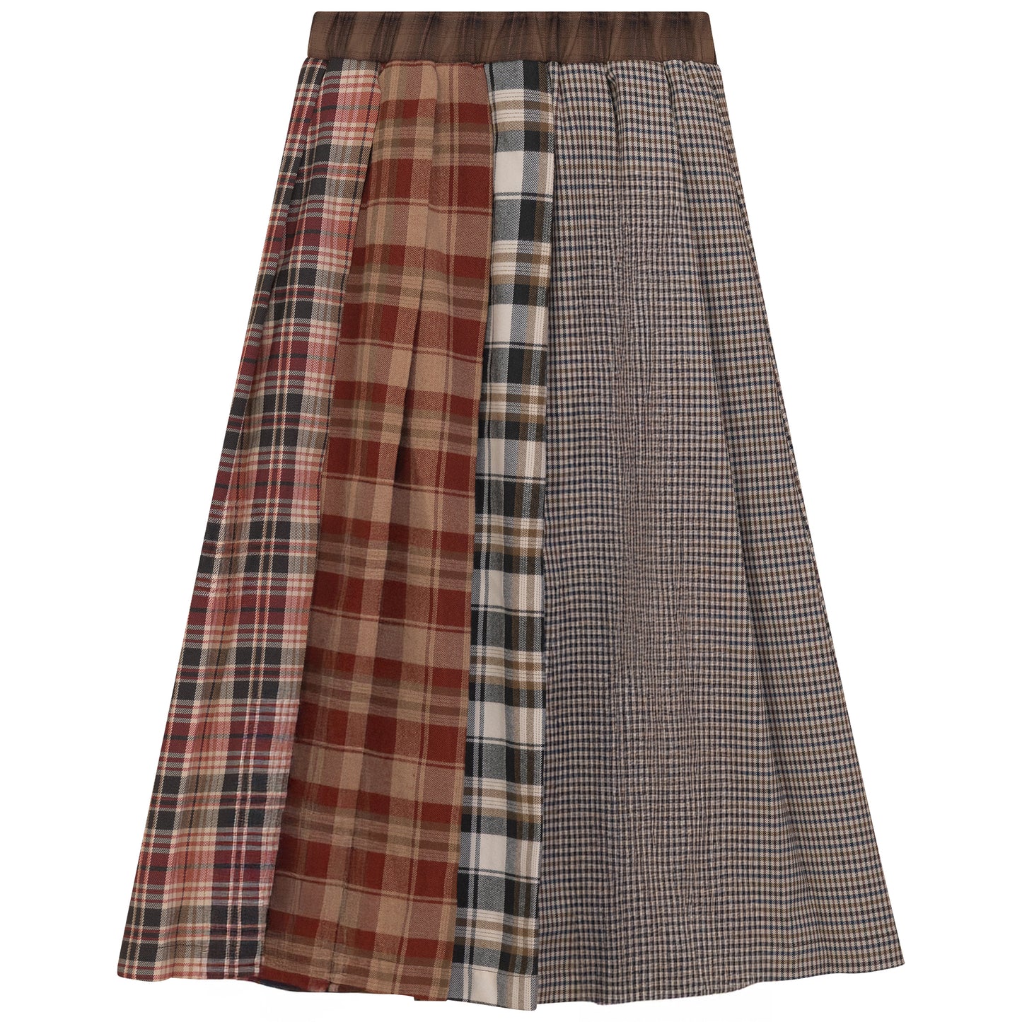 PLAID PANEL PLEATED SKIRT