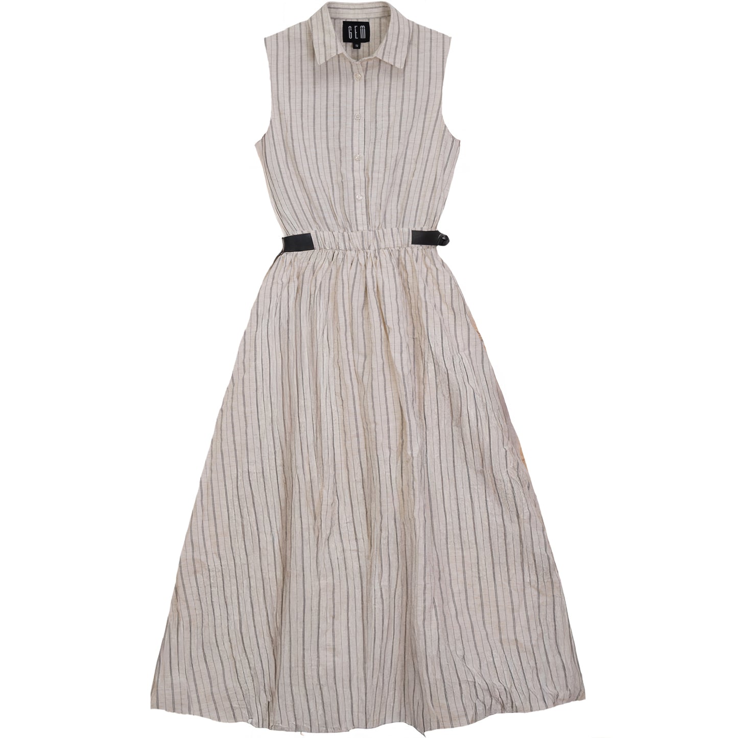 G808-SA - BUBBLE HEM SLEEVELESS SHIRT DRESS