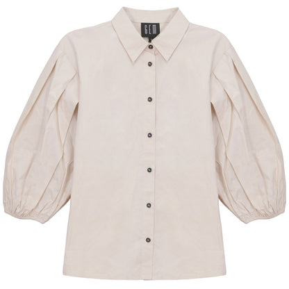 G830-CR - COTTON PLEATED DETAIL SLEEVE SHIRT