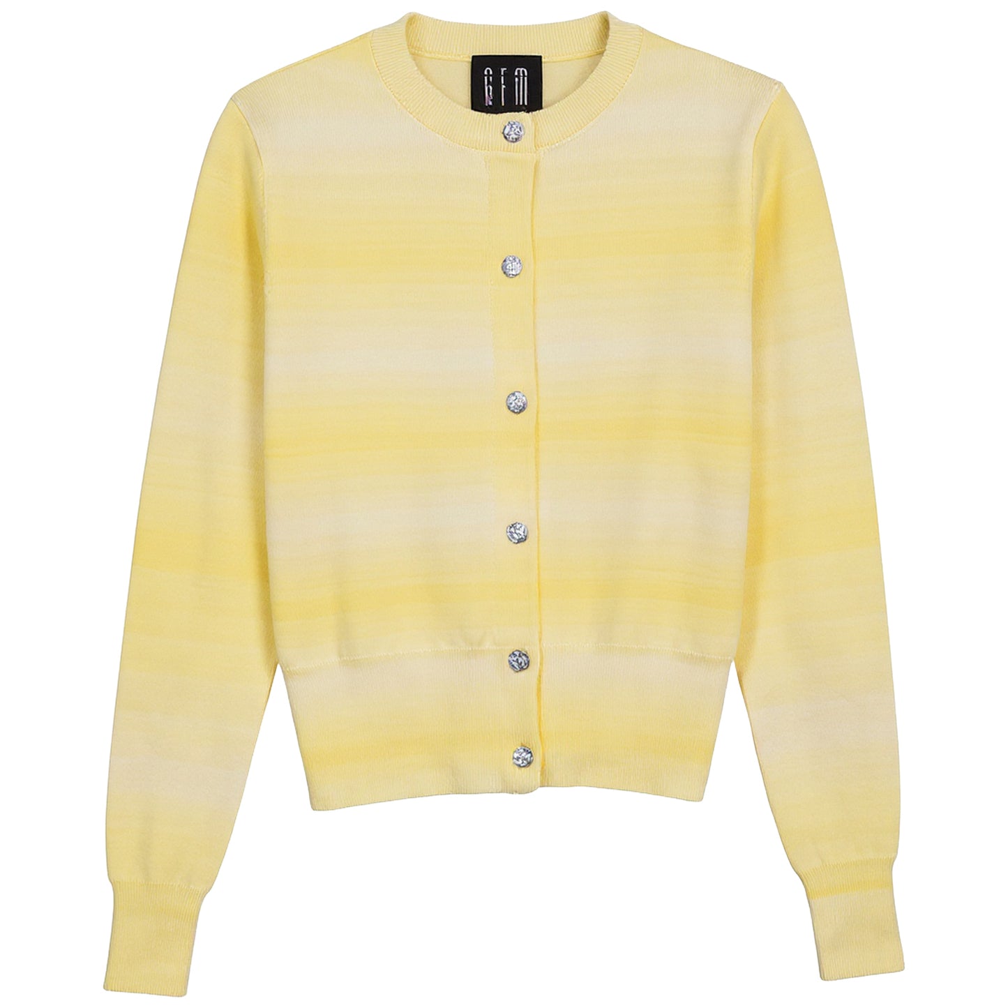 G852-YE - RHINESTONE BUTTON CARDIGAN