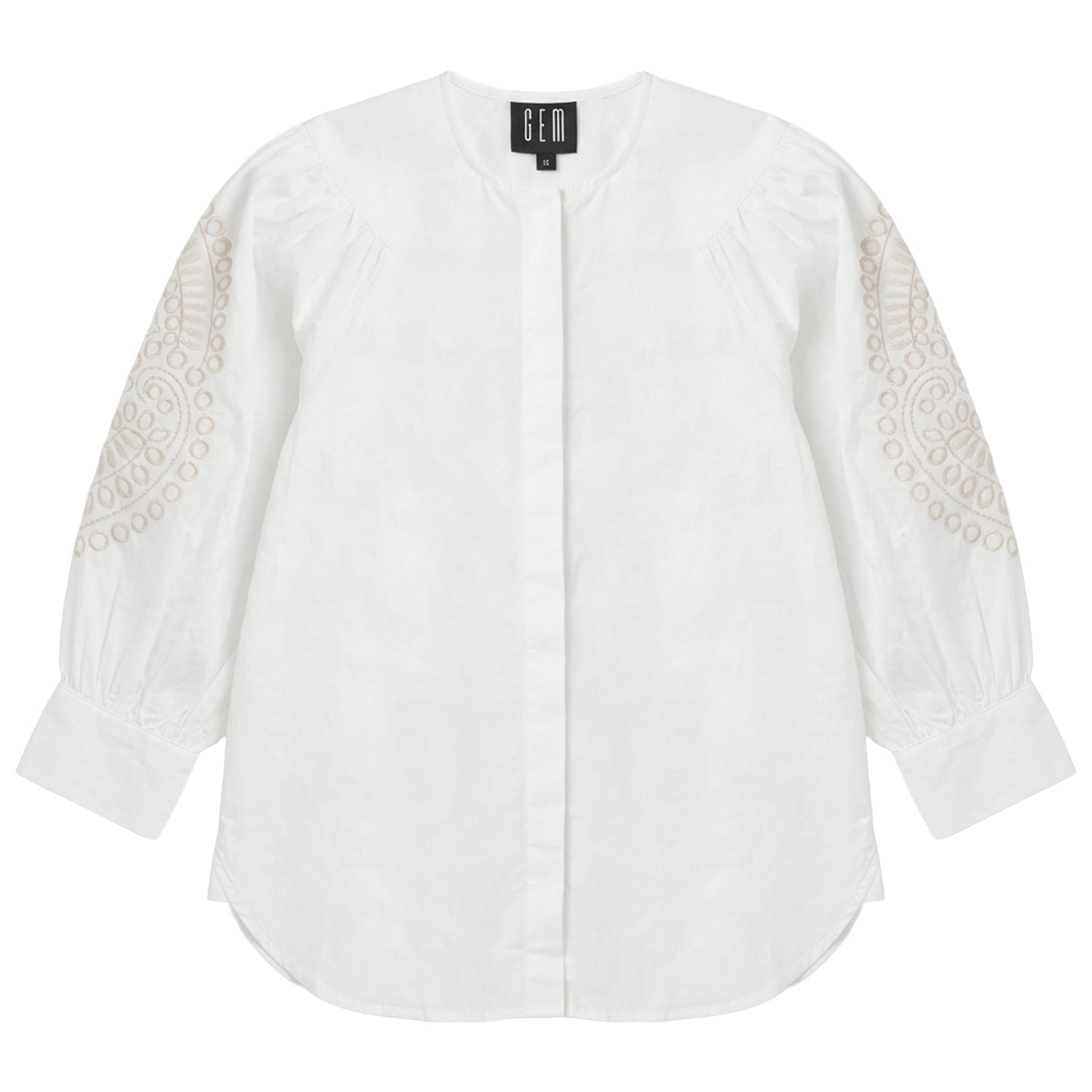G859-BE - EMBROIDERY DETAILED SHIRT