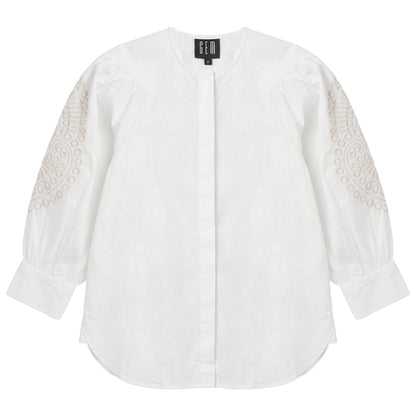 G859-BE - EMBROIDERY DETAILED SHIRT