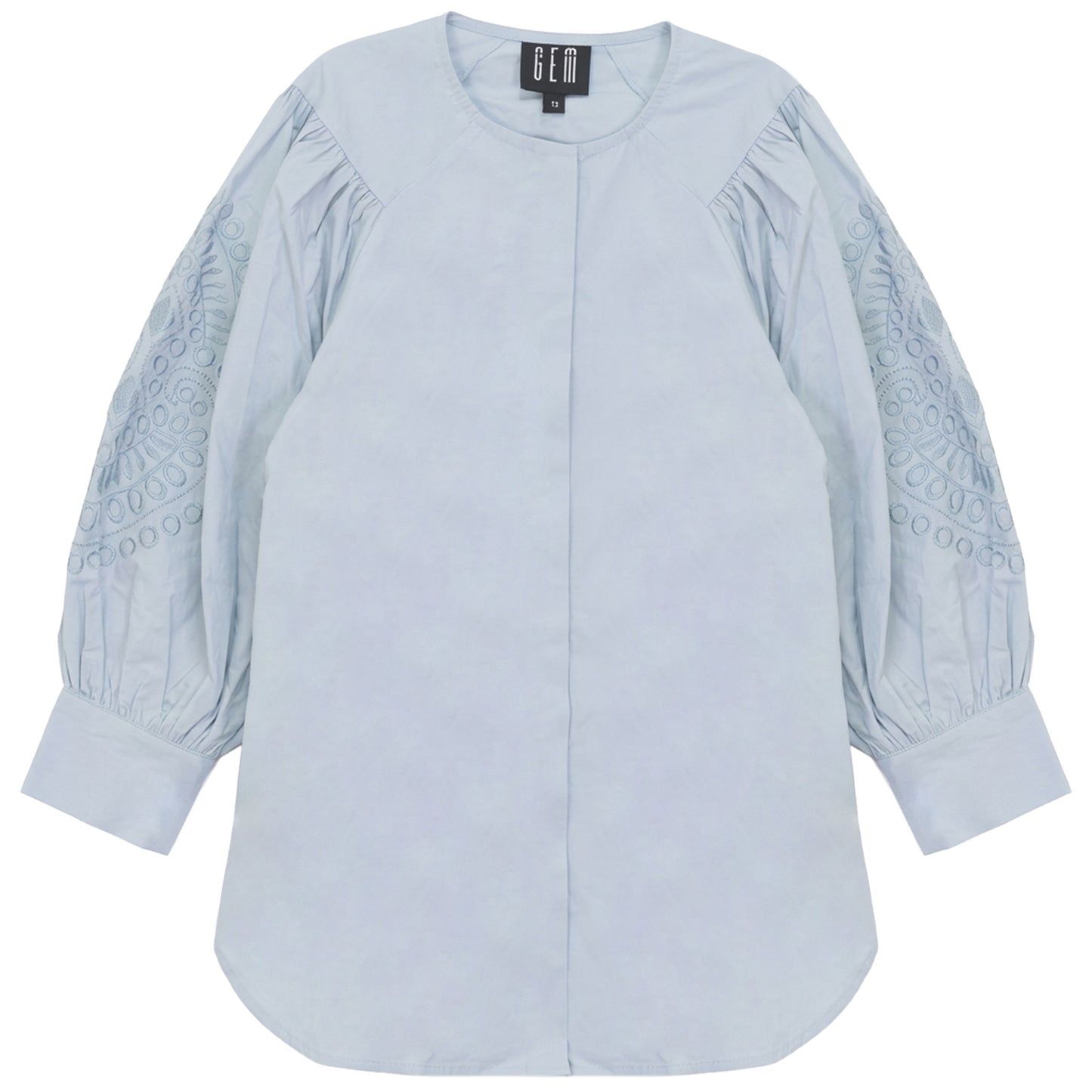 G859-BL - EMBROIDERY DETAILED SHIRT