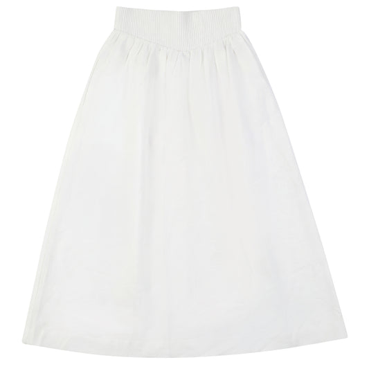 G868-WH - SMOCKED YOKE SKIRT