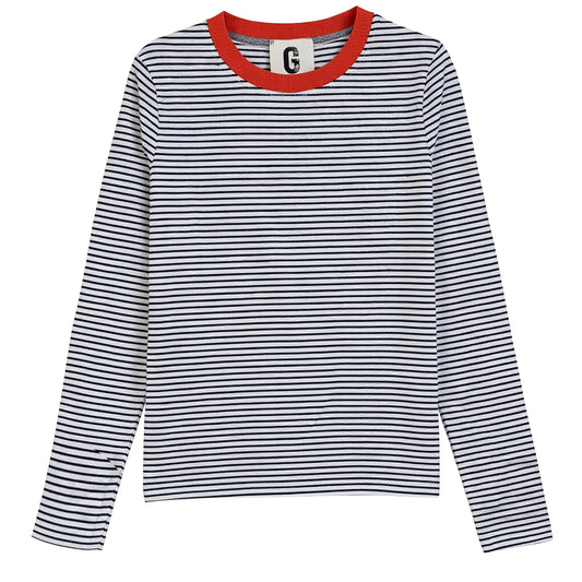 G876-NA - CONTRAST COLOR STRIPED TEE