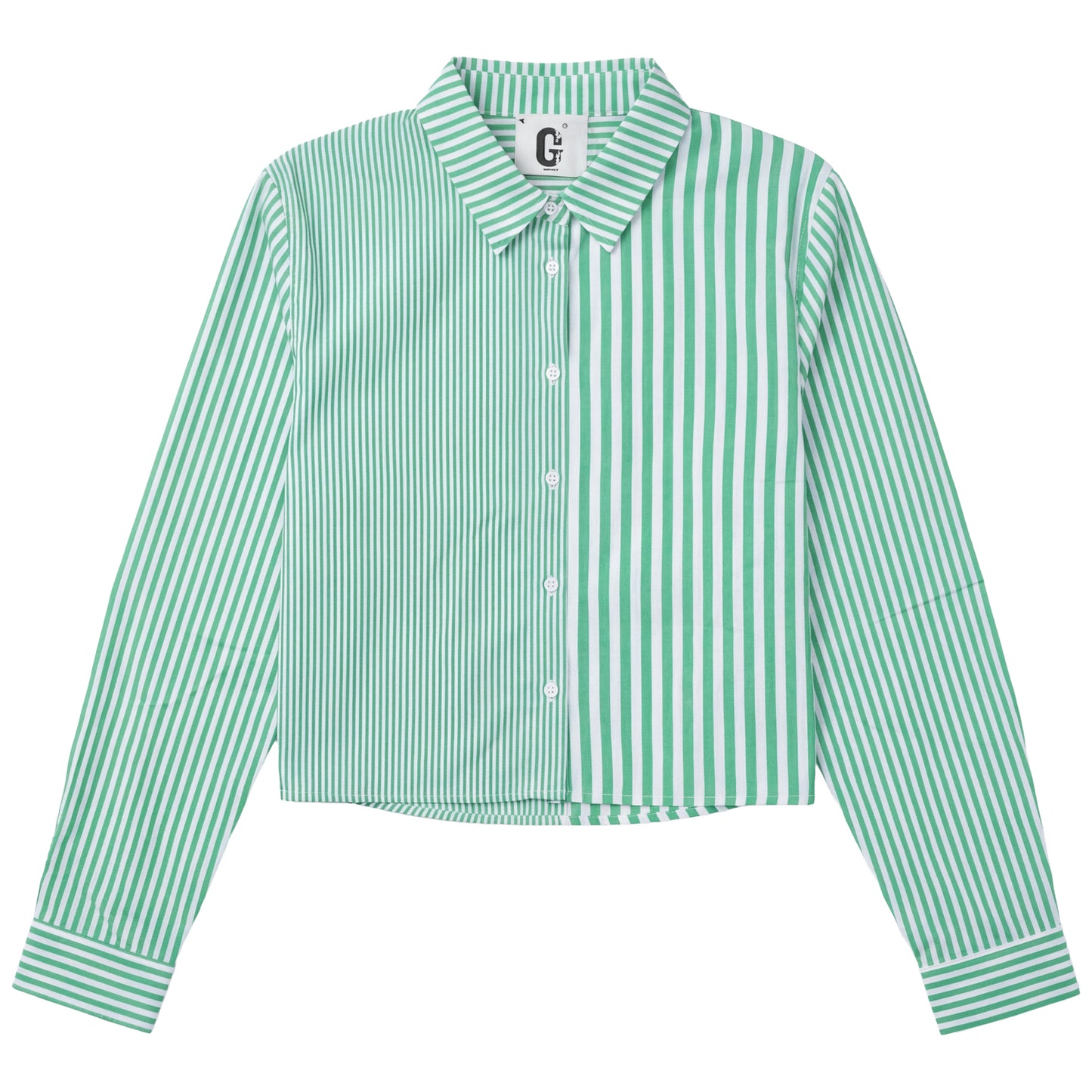 G884-GN - PINSTRIPE COLOR BLOCK SHIRT