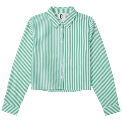 G884-GN - PINSTRIPE COLOR BLOCK SHIRT
