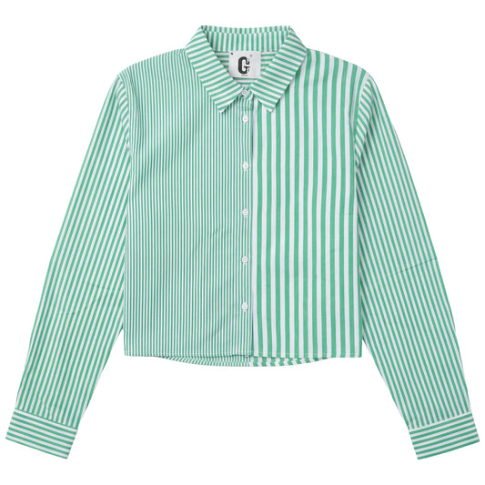 G884-GN - PINSTRIPE COLOR BLOCK SHIRT