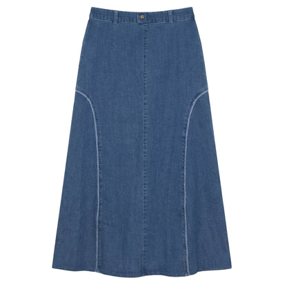 G890-DE - DENIM RAW EDGED SKIRT
