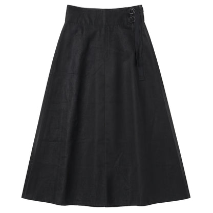 G891-BKDE - DENIM FRONT BUCKLE SKIRT