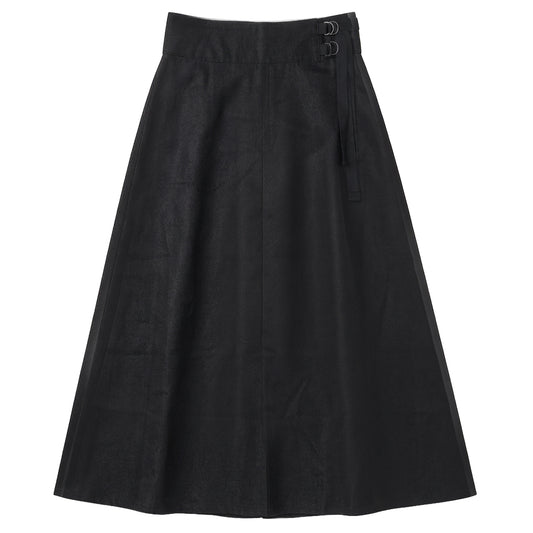 G891-BKDE - DENIM FRONT BUCKLE SKIRT