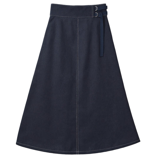 G891-DE - DENIM FRONT BUCKLE SKIRT