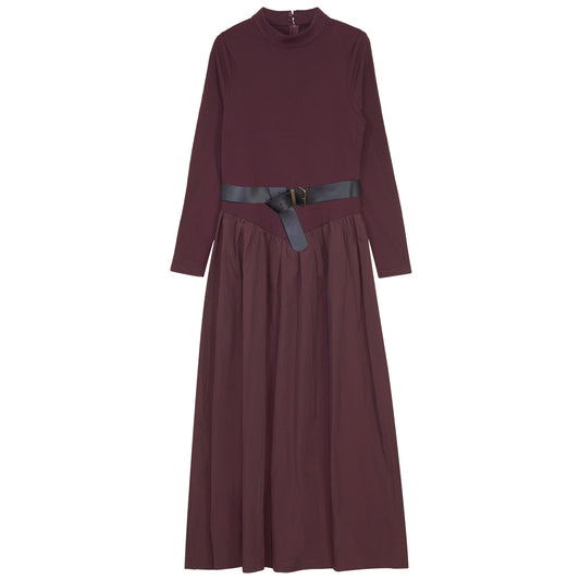 G910-BU - V YOKE BROCADE BOTTOM DRESS