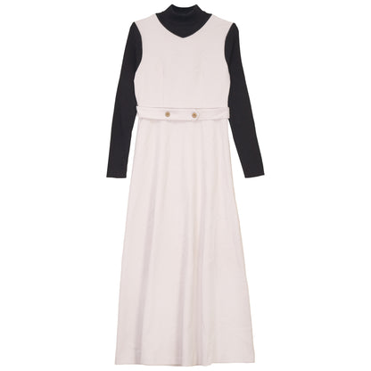 G914-CR - WOOL DRESS WITH MOCK NECK