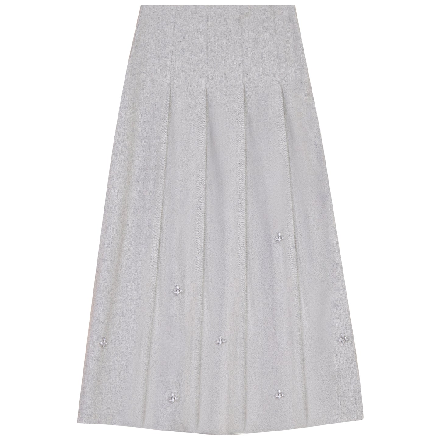 G926-GY - EMBELLISHED WOOL PLEATED SKIRT