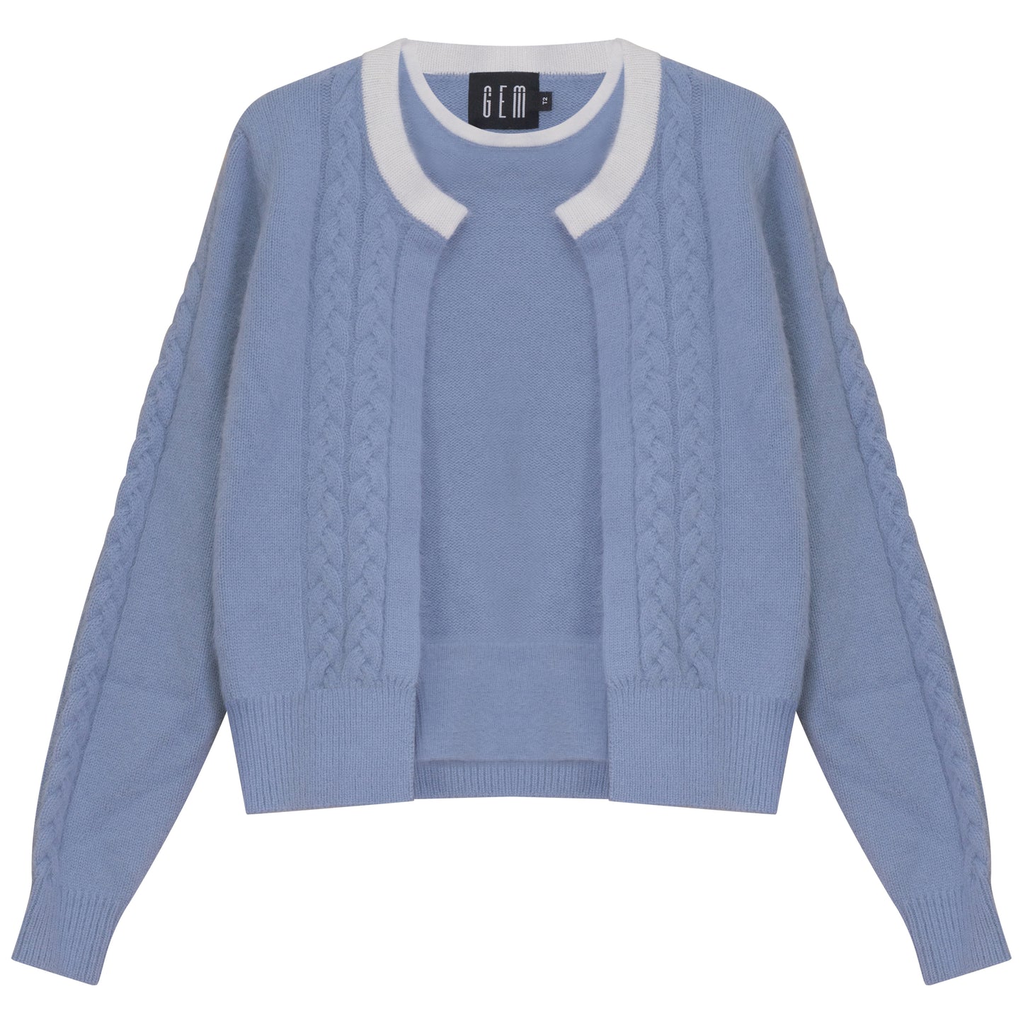 G950-BL - MOHAIR CABLE SWEATER SET