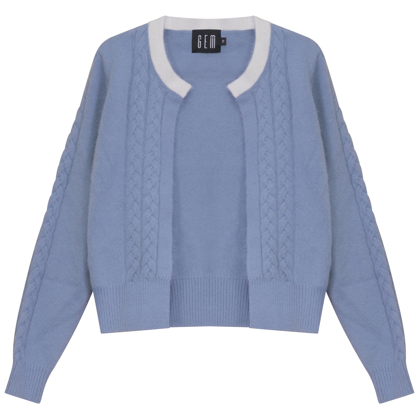 G950-BL - MOHAIR CABLE SWEATER SET