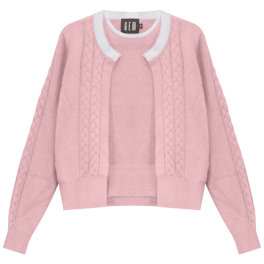 G950-PI - MOHAIR CABLE SWEATER SET