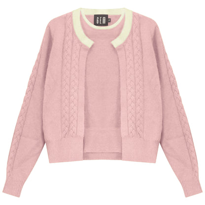 G950-PI - MOHAIR CABLE SWEATER SET