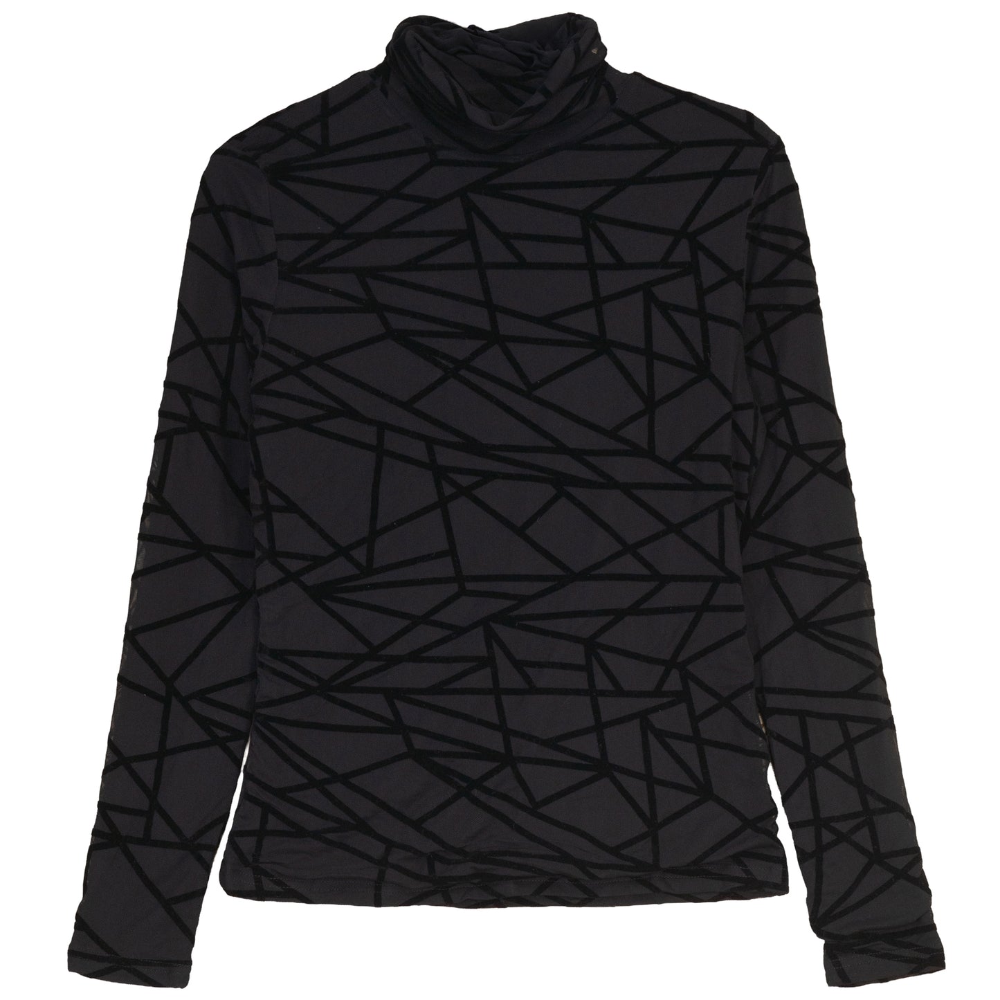 G970-BK - VELVET PRINTED MESH TURTLENECK
