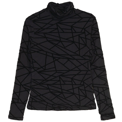 G970-BK - VELVET PRINTED MESH TURTLENECK