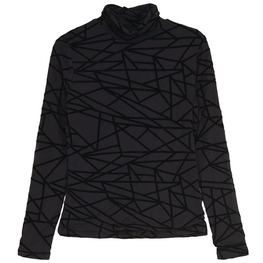 G970-BK - VELVET PRINTED MESH TURTLENECK
