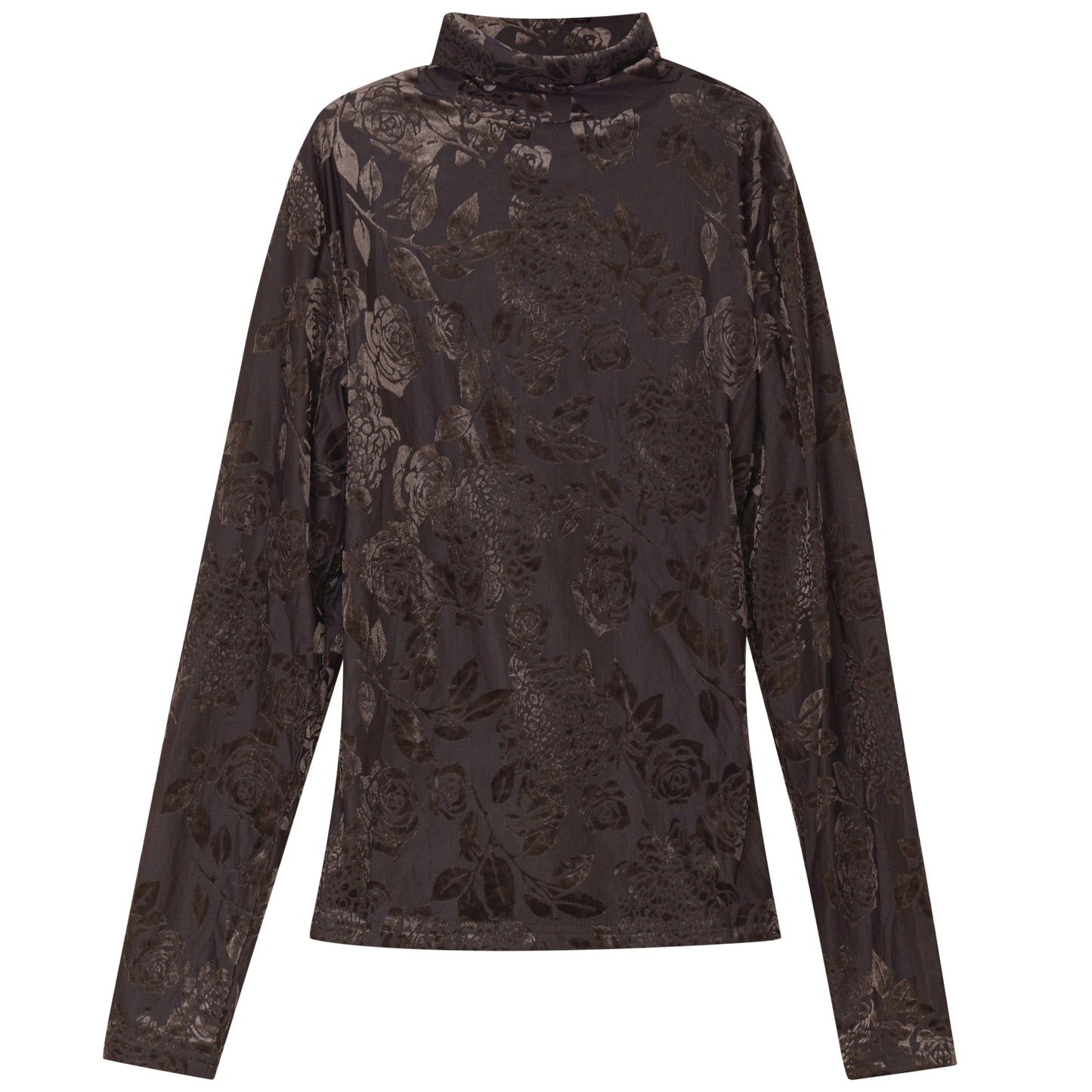 G970-BR - VELVET PRINTED MESH TURTLENECK