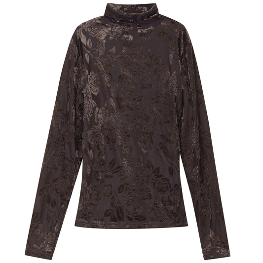 G970-BR - VELVET PRINTED MESH TURTLENECK