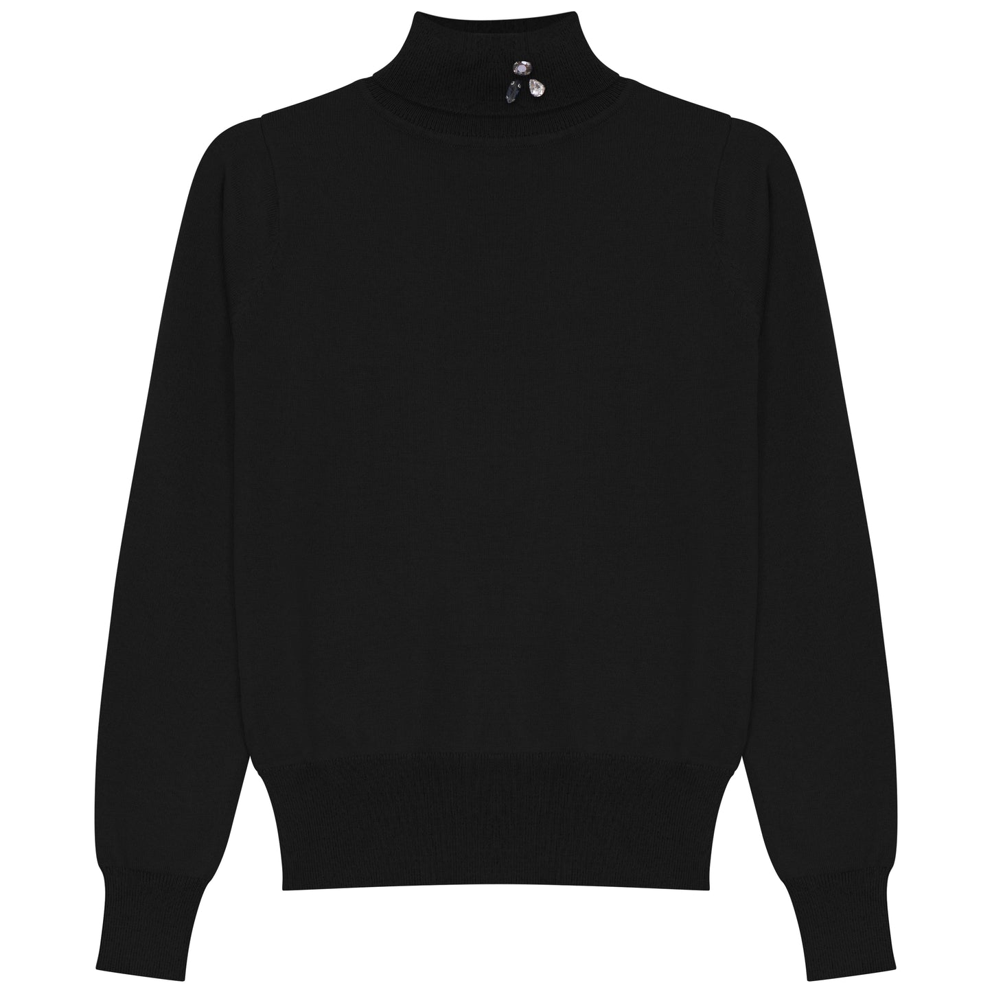 G972-BK - TURTLENECK WITH BROOCH