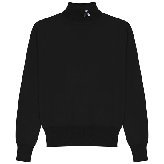G972-BK - TURTLENECK WITH BROOCH