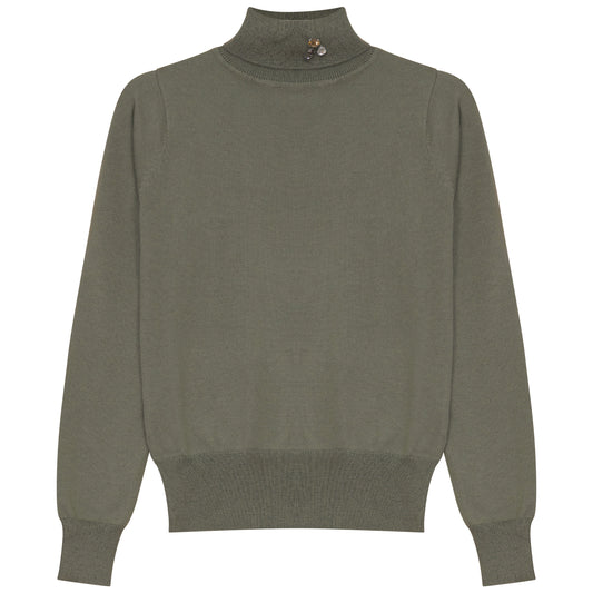 G972-GN - TURTLENECK WITH BROOCH
