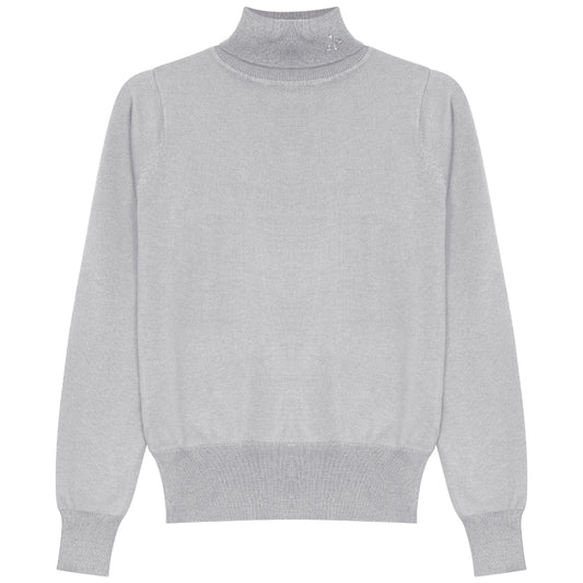 G972-GY - TURTLENECK WITH BROOCH