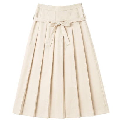 G986-CR - LOW WAISTED BELT PLEATED SKIRT