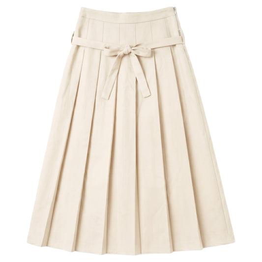 G986-CR - LOW WAISTED BELT PLEATED SKIRT