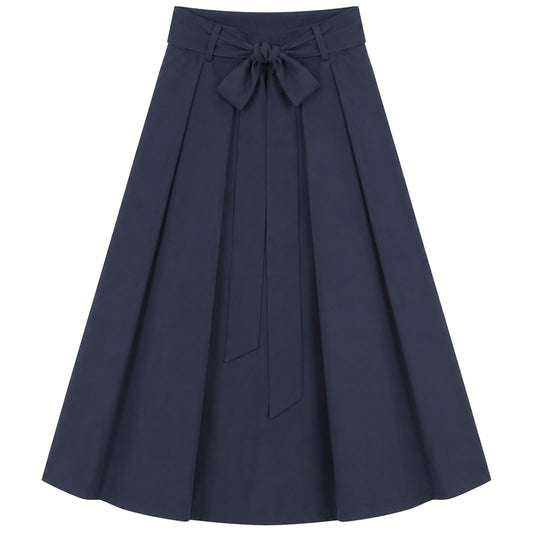 G990-NA - BOW DETAIL TAFFETA SKIRT