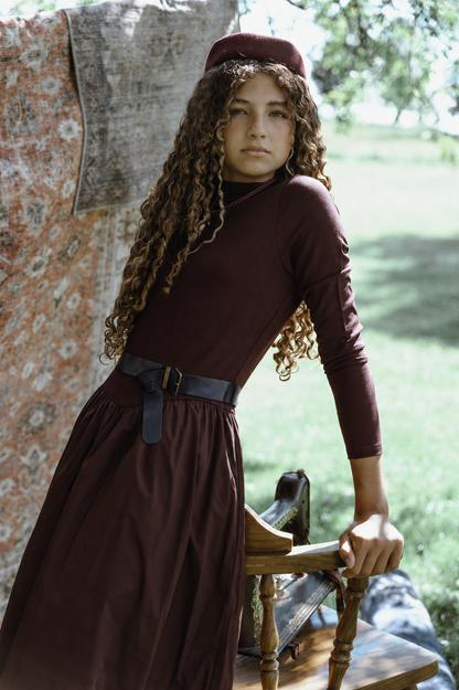 G910-BU - V YOKE BROCADE BOTTOM DRESS
