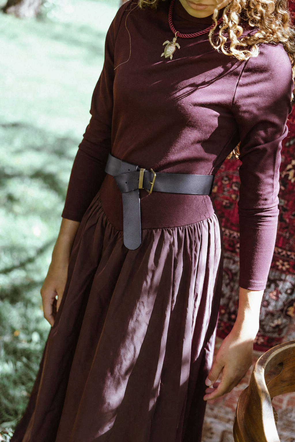 G910-BK - V YOKE BROCADE BOTTOM DRESS