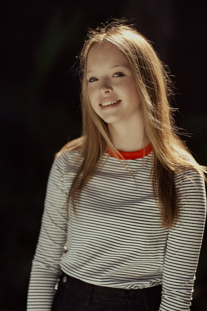 G876-NA - CONTRAST COLOR STRIPED TEE