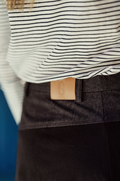 G898-BK - DENIM COMBO SKIRT