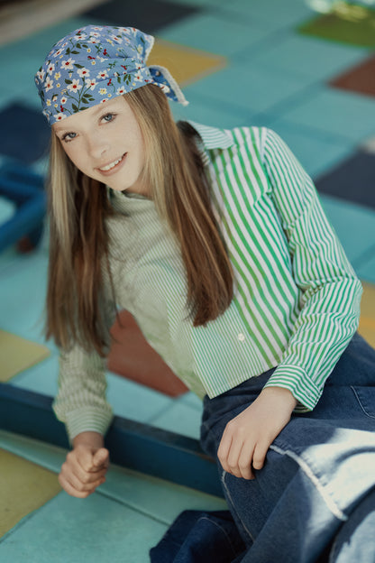 G884-GN - PINSTRIPE COLOR BLOCK SHIRT