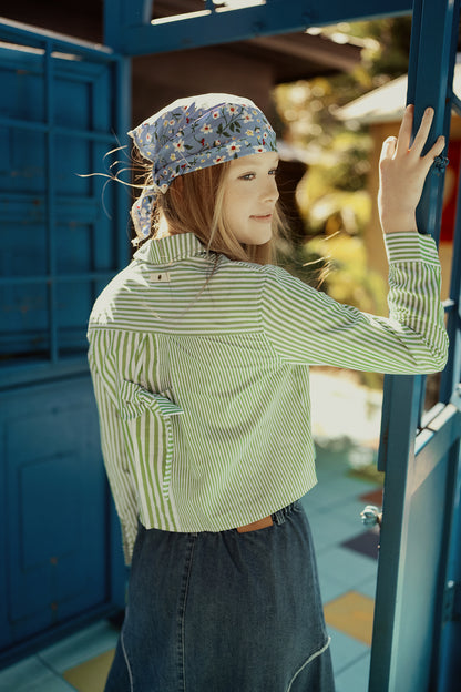 G884-MU - PINSTRIPE COLOR BLOCK SHIRT