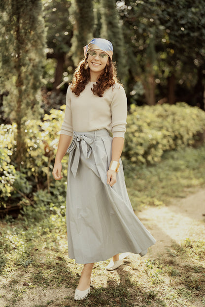 G860-NA - FRONT BOW DETAIL TAFFETA SKIRT