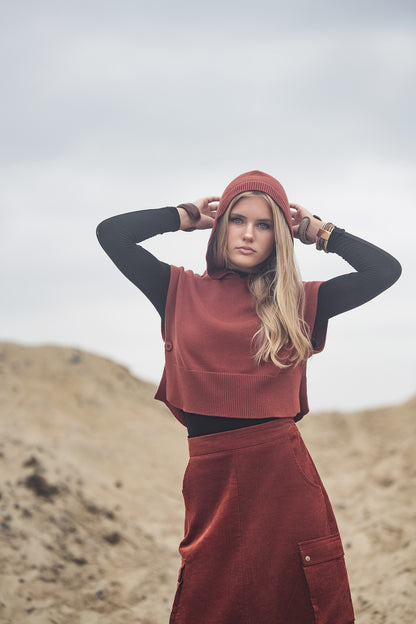 KNIT HOODED VEST