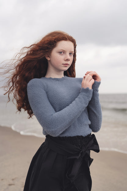 FURRY SCALLOPED SWEATER