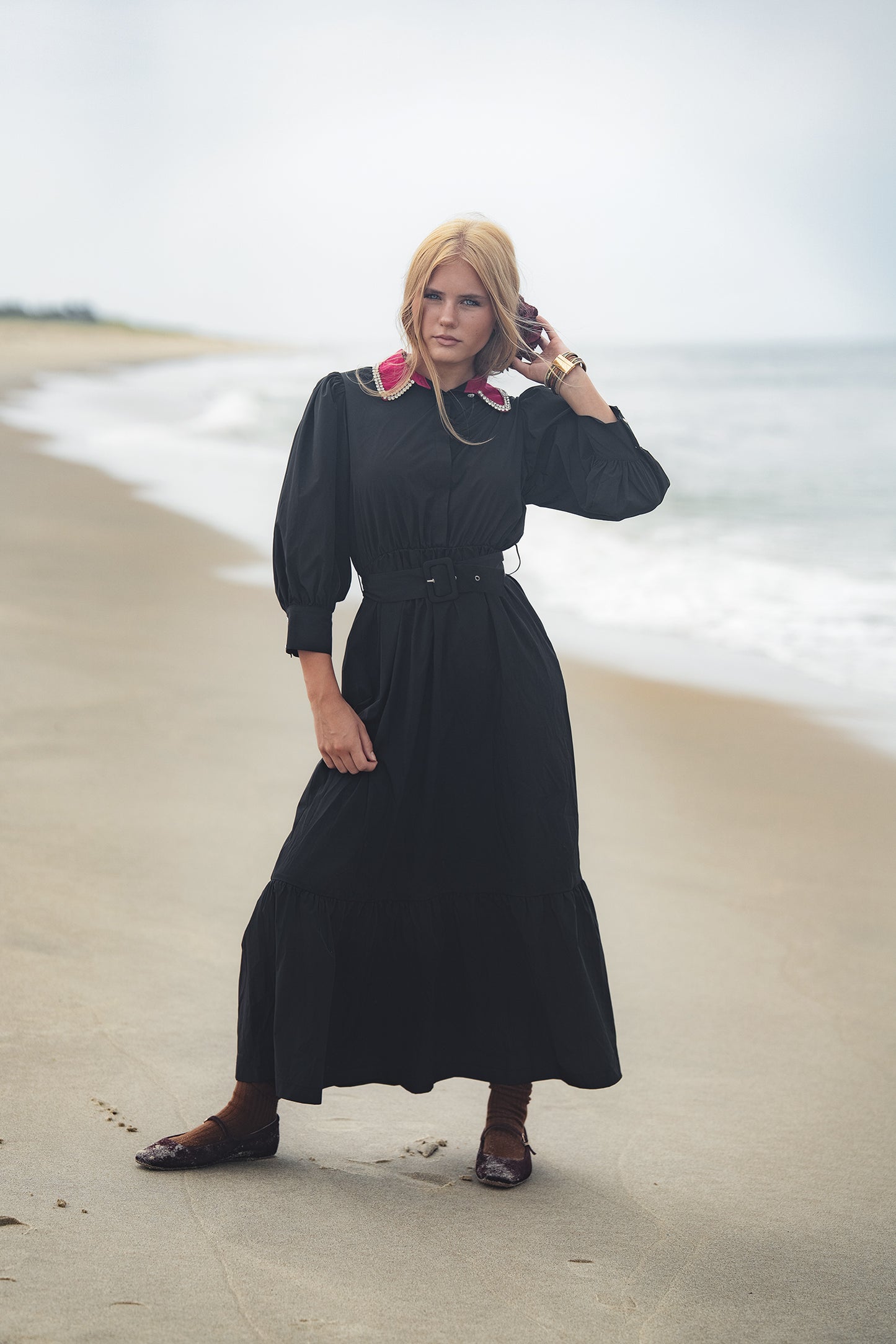 GEMSTONE COLLARED DRESS