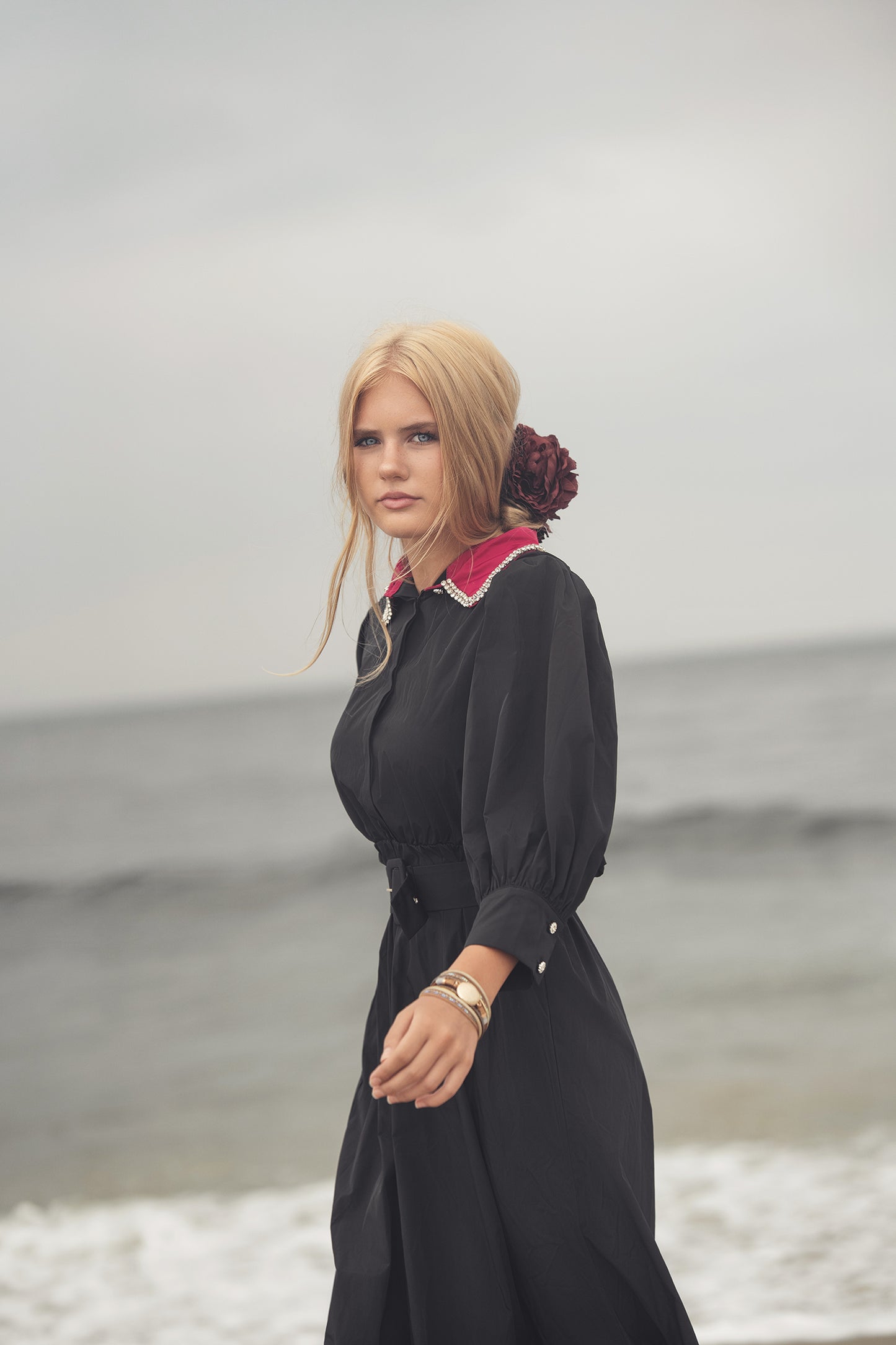 GEMSTONE COLLARED DRESS