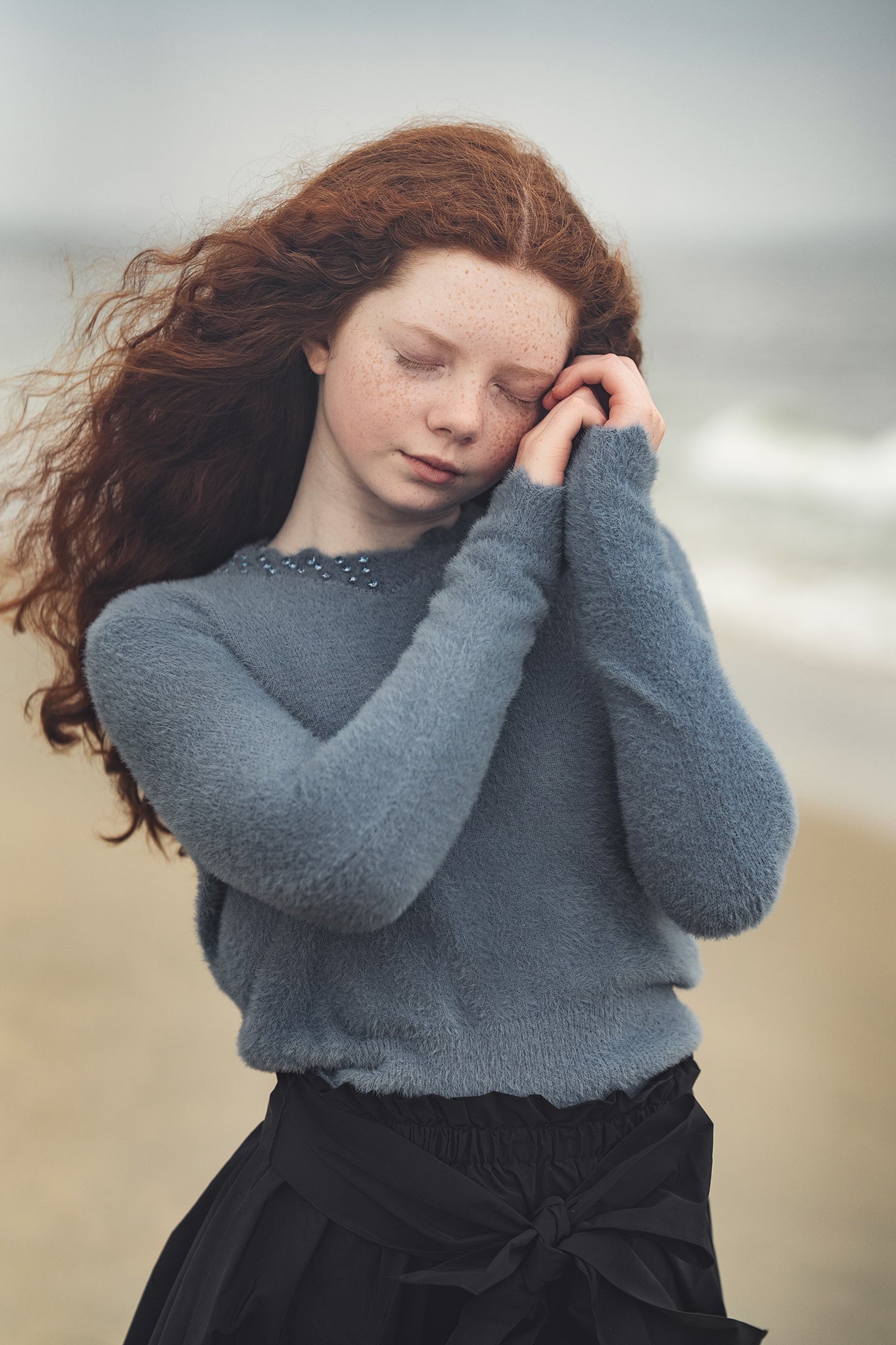 FURRY SCALLOPED SWEATER