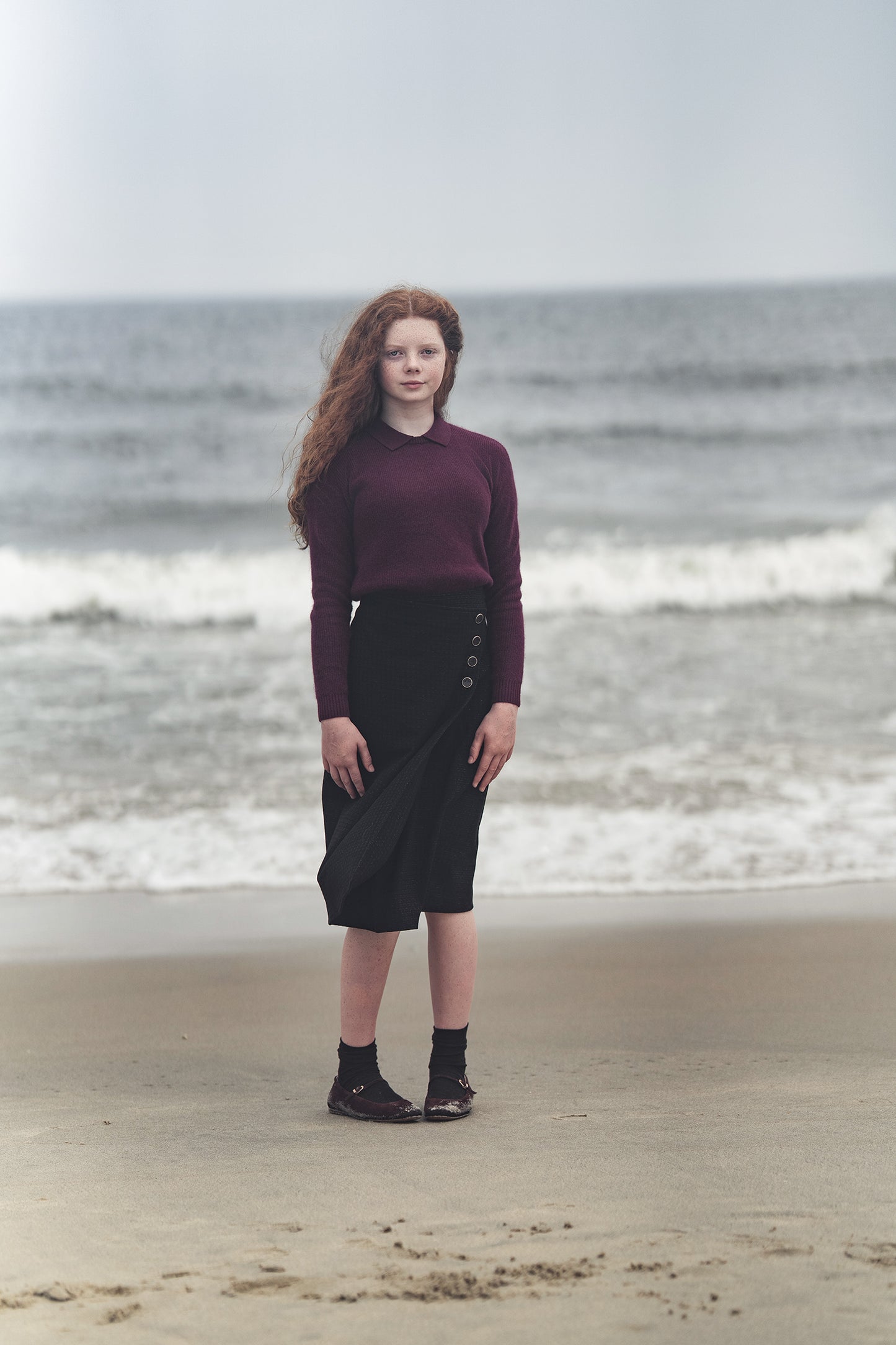 G766-BK - WOOL WRAP SKIRT